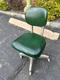 Industrial Rolling Green Plastic Leather Office Chair With Metal Base