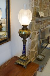 Victorian Oil Lamp With Brass Base