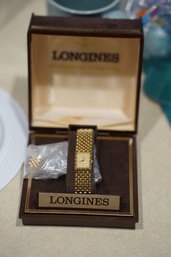 Vintage Gold Toned Ladies Longines Watch W/ Manual And Case