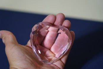 Beautiful Rosenthal Pink Crystal Heart Paperweight