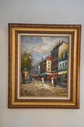 Caroline Burnett (American 1877-1950) Parisian Street Scene, Oil On Canvas, Signed Lower Right
