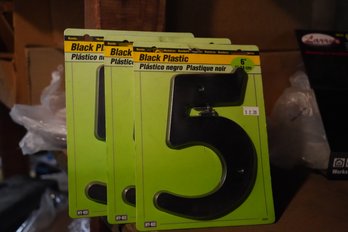 Lot Of 3 Brand New Black Plastic #5 Sign