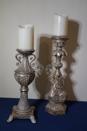 Elegant Design Pair Of Wood Candle Holders-Home Decor