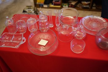 18 Clear Glass Pieces Includes Vases And Bowls
