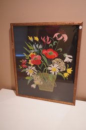 Colorful Needlepoint Of A Flower Bouquet (21x25.5 Inches)