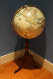 Free Standing World Globe On Wood Stand