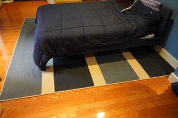 Blue And White Stripes Pattern Area Rug (Has Some Stains)