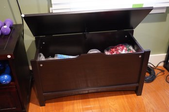 Dark Wood Pull Up Drawer Trunk Storage