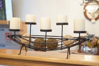 Metal Frame Basket Style Candle Holder