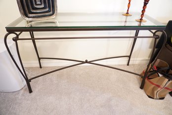 Metal Frame With Thick Glass Console Table