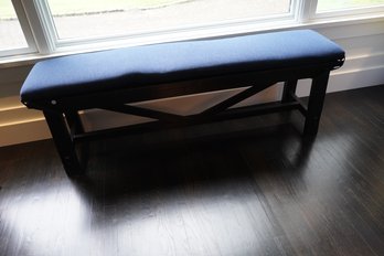 Blue Cushion Wood Bench