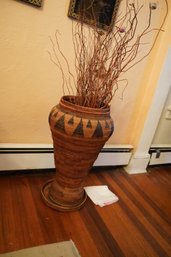 Large Rattan Vase W/ Matching Base