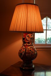 Asian Style Hand Painted Crackle Porcelain Lamp (working Conditions)