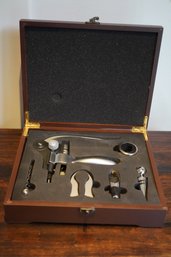 Complete Wine Opener Set In Wood Case