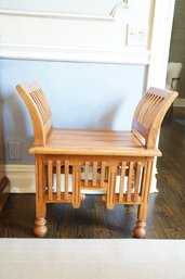 Beautiful Wood Upholstered Curule Bench Settee