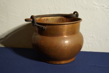 Antique Solid Copper Pot With Handle