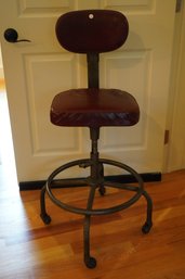 Vintage Industrial Style Stool On Wheels