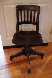 Antique Gunlocks Wood Chair On Wheels (Bottom Legs Are Fading)