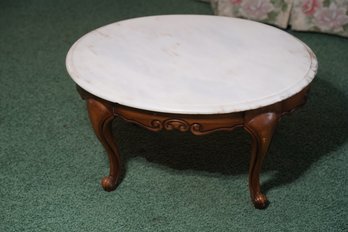 Vintage Wood Small Side Table With Marble Top, The Weiman Company