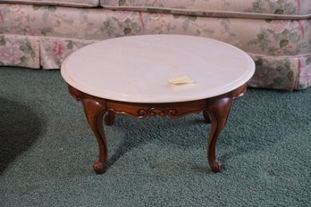 Vintage Wood Small Side Table With Marble Top, The Weiman Company