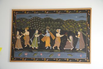 Beautiful Large Indian Painting On Cloth, No Frame, 36x24