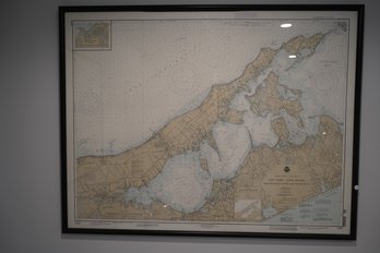 New York- Long Island Shelter Island Sound And Peconic Bays Map Print (45x36 Inches)