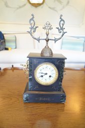 CH. Macquarie Antique Stone With Brass Metal Mantle Clock With Key