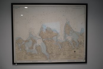 Oster And Huntington Bays South Shore Of Long Island Map Print, (45x36 Inches)