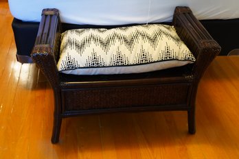 Pier 1 Deep Brown Rattan & Wicker Entryway Bench With Pillow