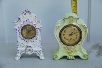 Lot Of 2 Antique Reproduction Mantle Clocks