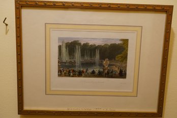 Robert Wallis French Engraving 'les Grandes Eaux A Versaille' 1842 (14.5x11 Inches)