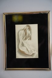 1983 Manifestations Optical Illusion Gold Art Nude Female Framed Signed, 9x10