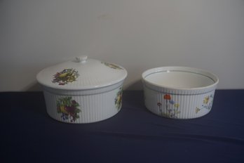 Two French Serving Bowls With Delicate Floral Motifs
