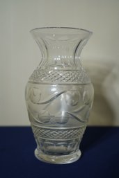 Mid-century Waterford Crystal Swirls And Dots Patter Vase Signed
