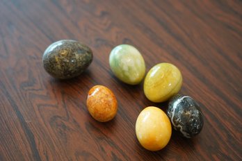 Lot Of 6 Decorative Marble/stone Eggs