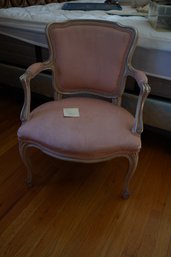 Vintage Upholstered Pink Arm Chair On Cabriole Legs