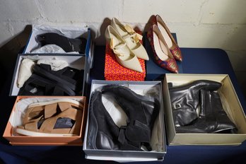 7 Pairs Of Woman's Shoes & Boots With Boxes - Including Cole Haan & Tory Burch
