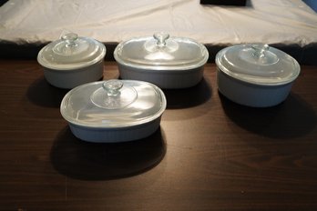 Set Of 4 Ceramic White Color Casserole Set