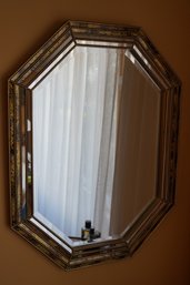 Beautiful Vintage Beveled Glass Mirror With Octagon Wooden Gilt Frame