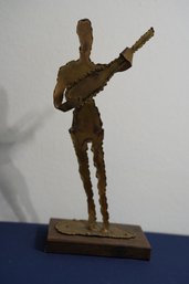Vintage Copper Art Man Playing Instrument