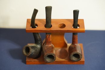 Tobacco Pipe 4 S Holder Stand With 3 Pipes