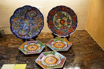 Lot Of 5 Hand Painted Plates (Read Info)