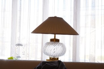 Gorgeous Vintage Crystal Table Lamp On Gold Colored Metal Base