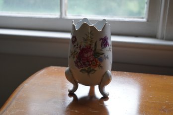 Vintage Porcelain Footed Floral Egg Vase