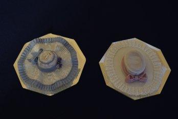 Pair Of Lovely Lladro Lace Porcelain Hats With Delicate Detailing