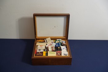 Large Lot Of Mixed Brand Vintage Matchbooks, With Wood Box