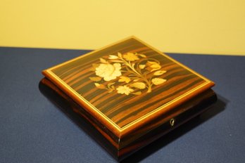 Gorgeous Italian Inlaid Wood Jewelry Box With Key, Plays 'Dr. Zhivago'