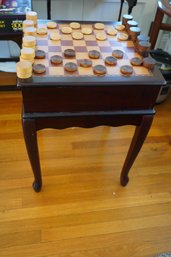 Beautiful Vintage Wooden Checker Board Table With Storage