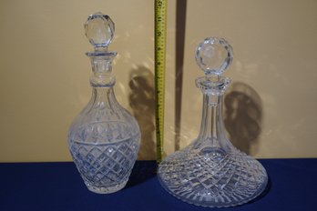 Two Crystal / Cut Glass Decanters With Stoppers