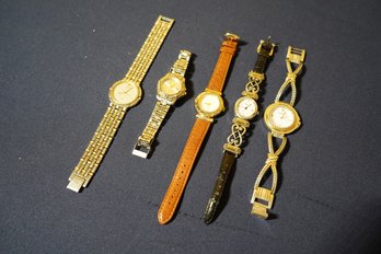 Five Vintage Women's Watches - Includes Brands Anne Klein, Fossil, Brighton & Citizens